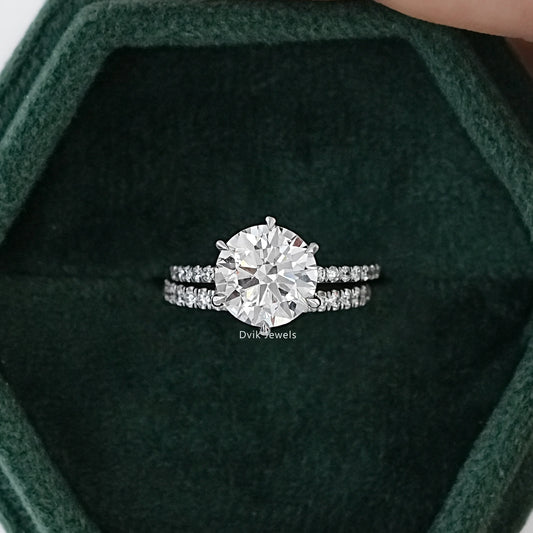3 CT Round Cut Lab Diamond Bridal Ring Set