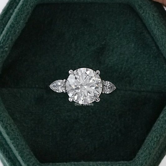 4 CT Round Cut Lab Diamond Three Stone Ring