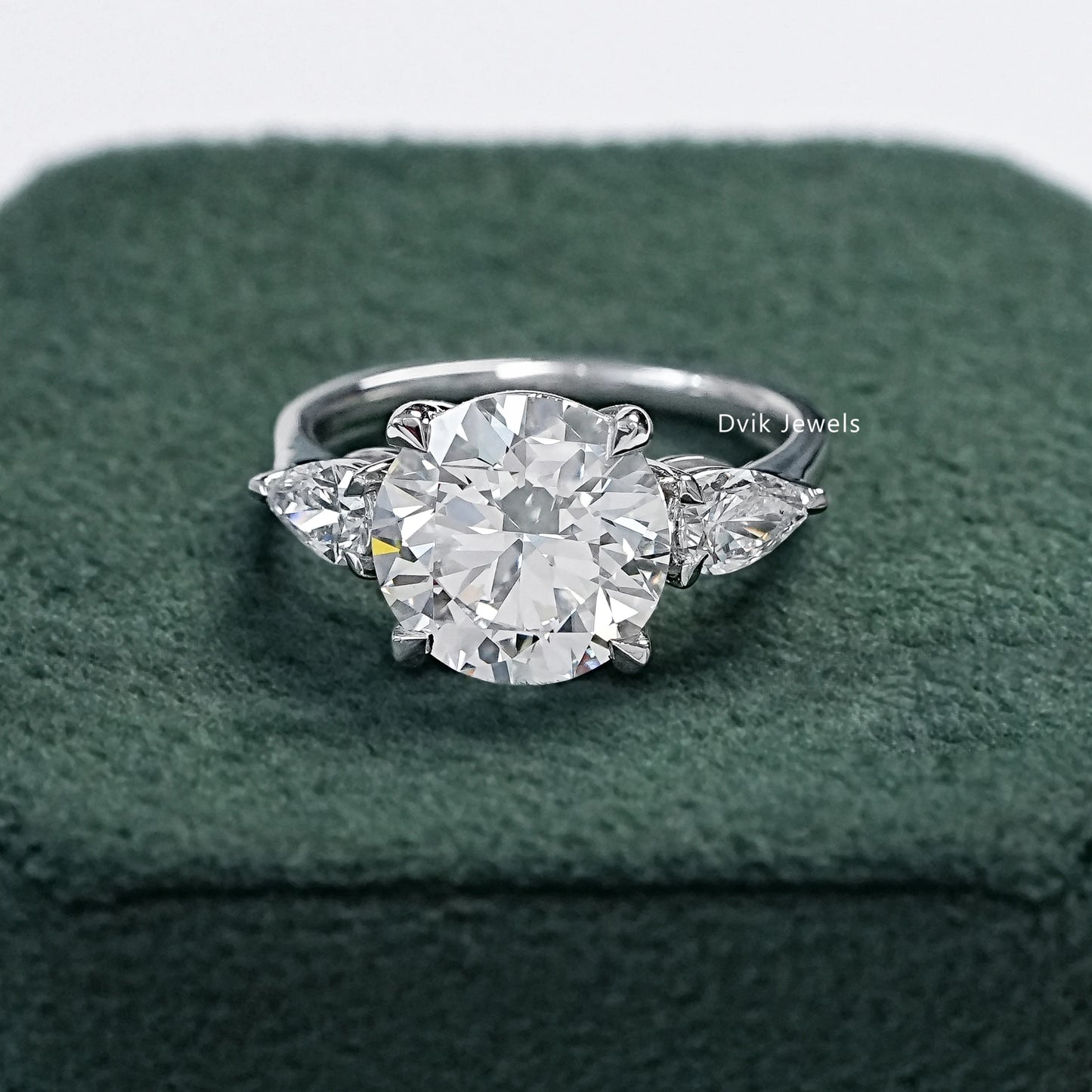 4 CT Round Cut Lab Diamond Three Stone Ring