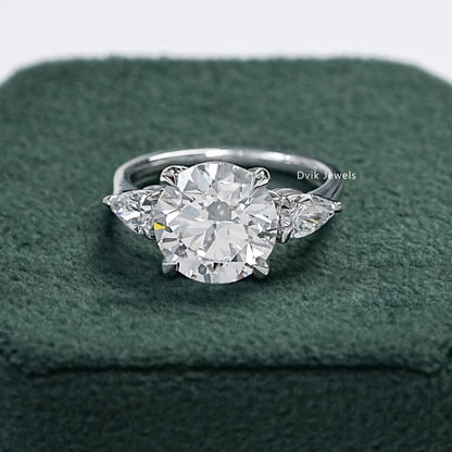 4 CT Round Cut Lab Diamond Three Stone Ring