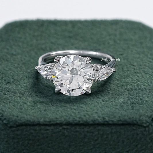 4 CT Round Cut Lab Diamond Three Stone Ring