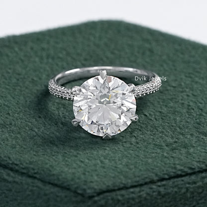 5 CT Round Lab Diamond Accent Set Engagement Ring