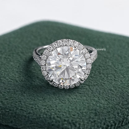6 CT Round Cut Lab Diamond Halo Accent Wedding Ring