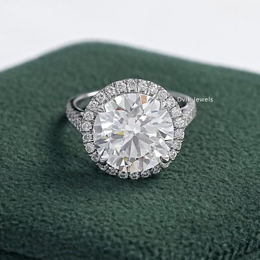 6 CT Round Cut Lab Diamond Halo Accent Wedding Ring