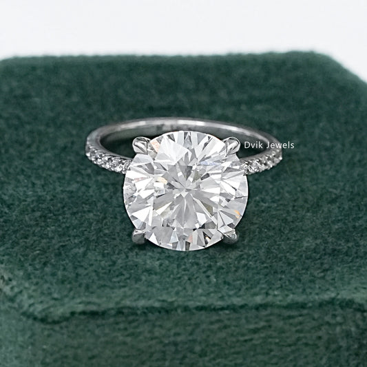 8 CT Round Cut Lab Grown Diamond Accent Set Ring
