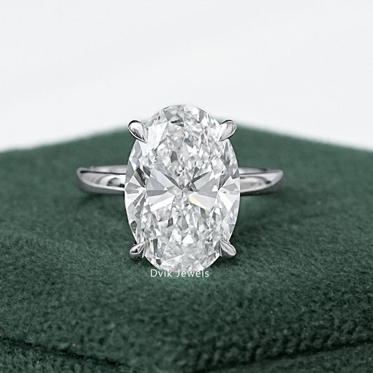 Oval Solitaire Hidden Halo Diamond Ring