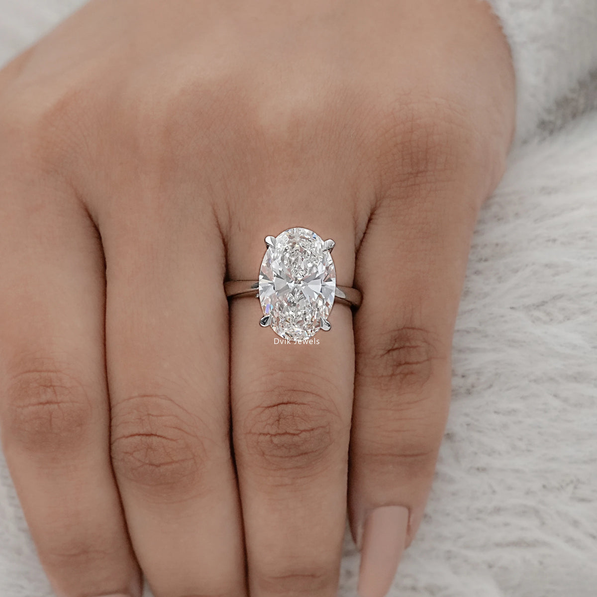 Oval Solitaire Hidden Halo Diamond Ring Ring