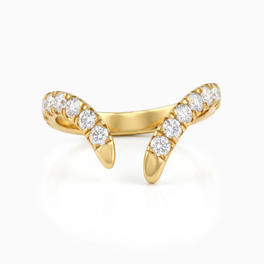 Lab Grown Round Diamond V Shaped Wedding Bands Ring