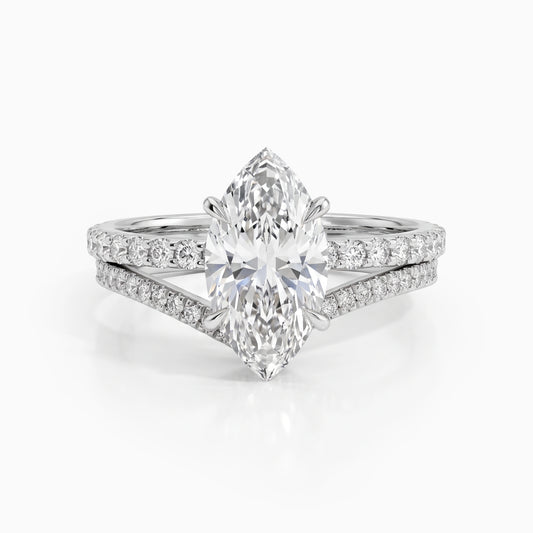 Marquise Cut Lab Grown Diamond Bridal Ring Set