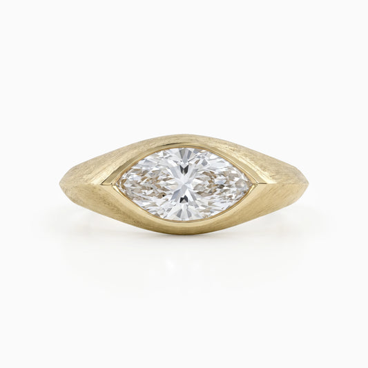 East West Marquise Diamond Matte Finish Brushed Ring