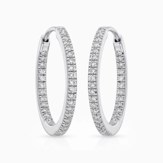 Round Diamond In-Out Dainty Hoop Earrings Earrings