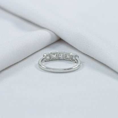 Asscher Cut Bezel Set Five Stone Diamond Ring