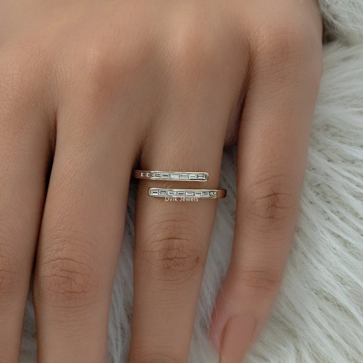 Open Wrap Baguette Cut Lab Diamond Ring Ring