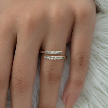 Open Wrap Baguette Cut Lab Diamond Ring Ring