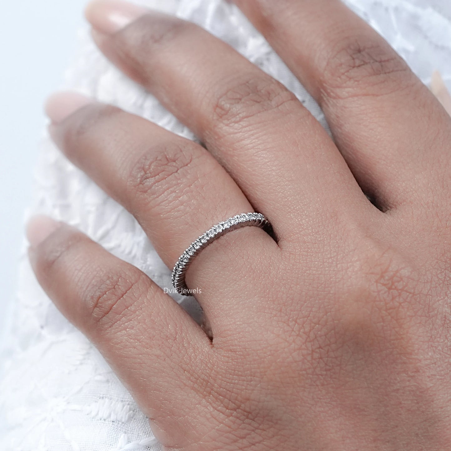 Minimalist Round Diamond Half Eternity Band