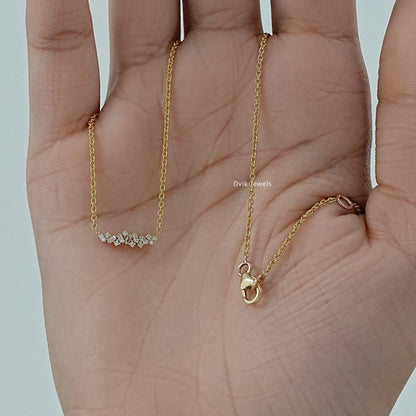 Baguette and Round Diamond Bar Necklace Pendant