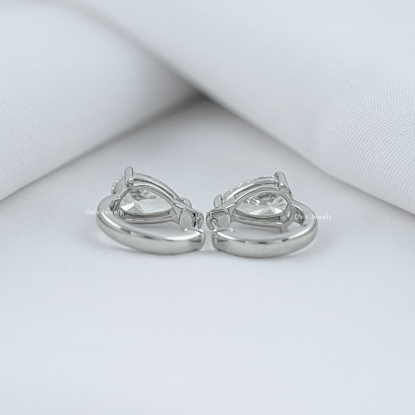 Pear Cut Lab Diamond Solitaire Hoop Earrings Earrings