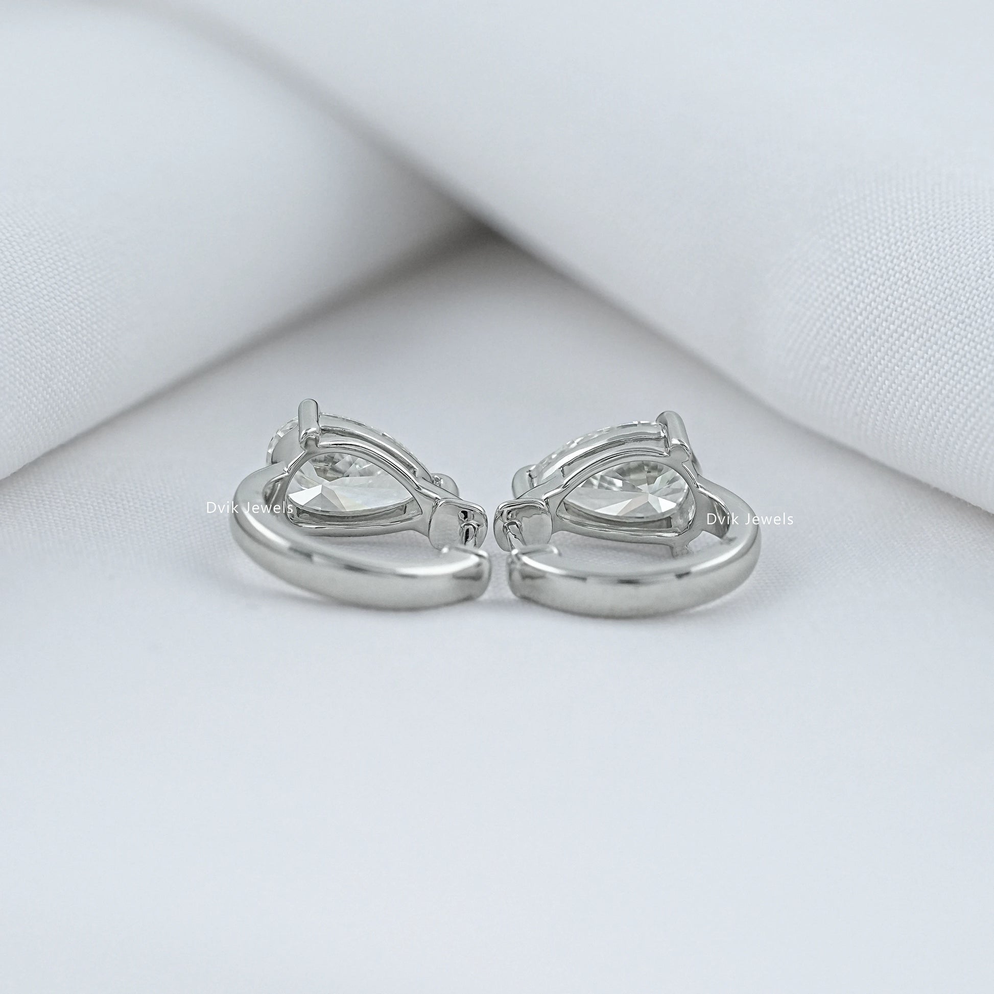 Pear Cut Lab Diamond Solitaire Hoop Earrings Earrings