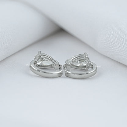 Pear Cut Lab Diamond Solitaire Hoop Earrings Earrings