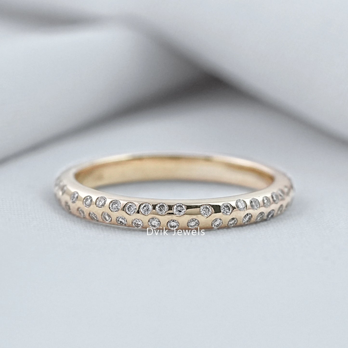 Round Cut Lab Diamond Double Row Eternity Band