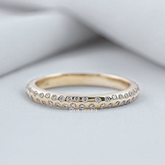 Round Cut Lab Diamond Double Row Eternity Band