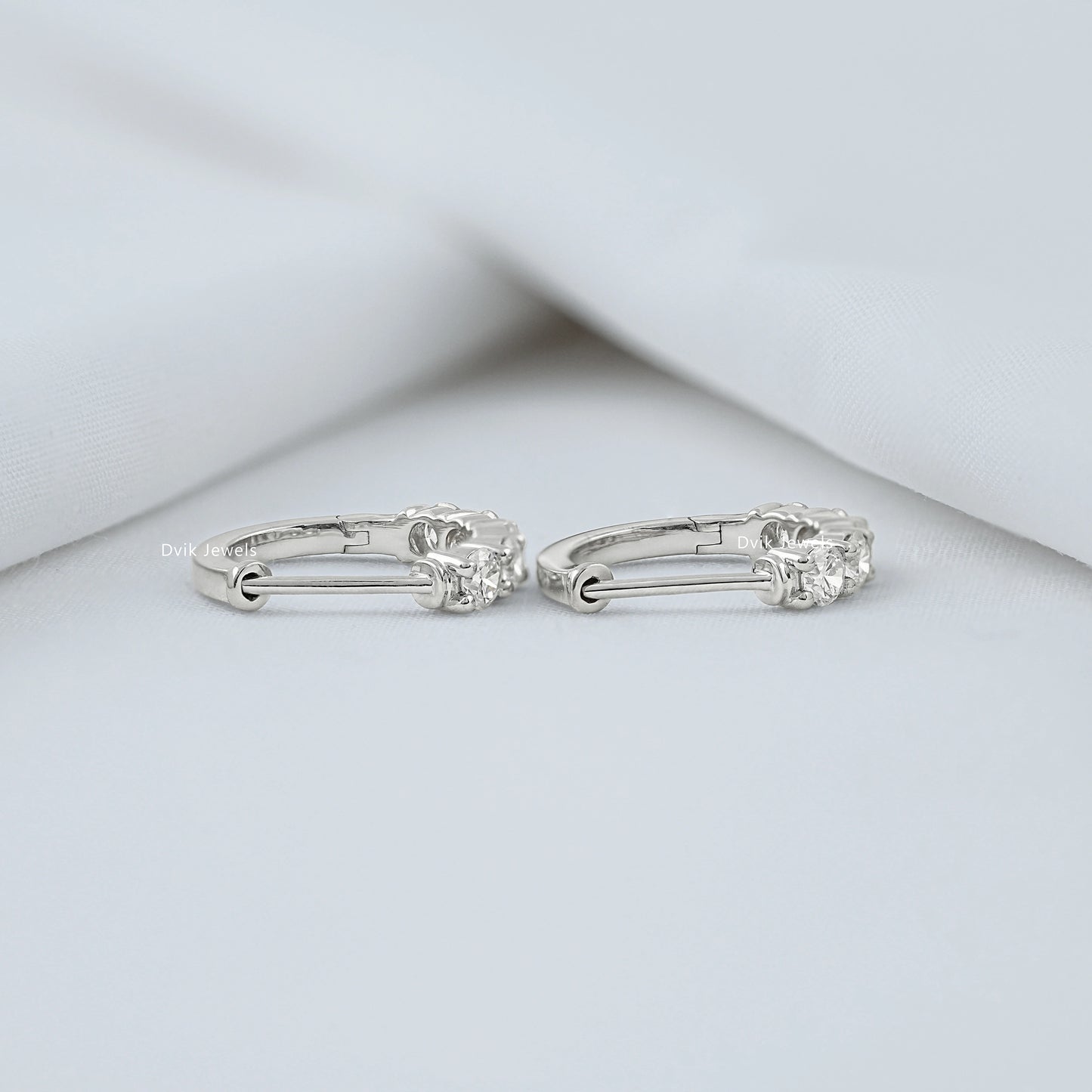 Round Lab Diamond Dainty Hoop Earrings Earrings