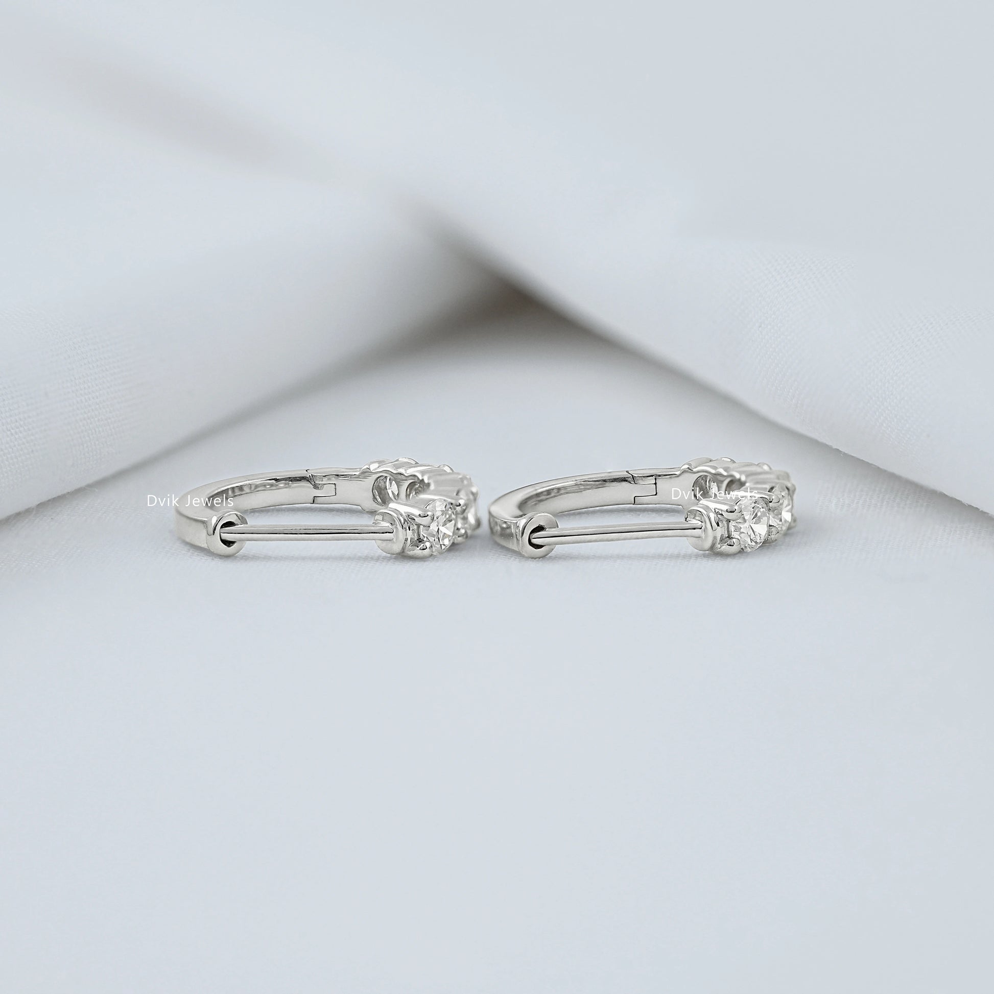 Round Lab Diamond Dainty Hoop Earrings Earrings