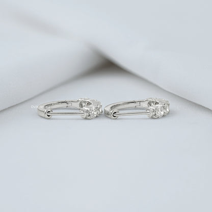 Round Lab Diamond Dainty Hoop Earrings Earrings