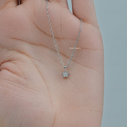Star Shape Round Lab Diamond Pave Set Pendant Pendant