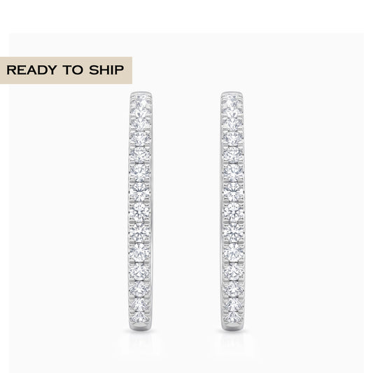 Dainty Round Diamond In-Out Hoop Earrings