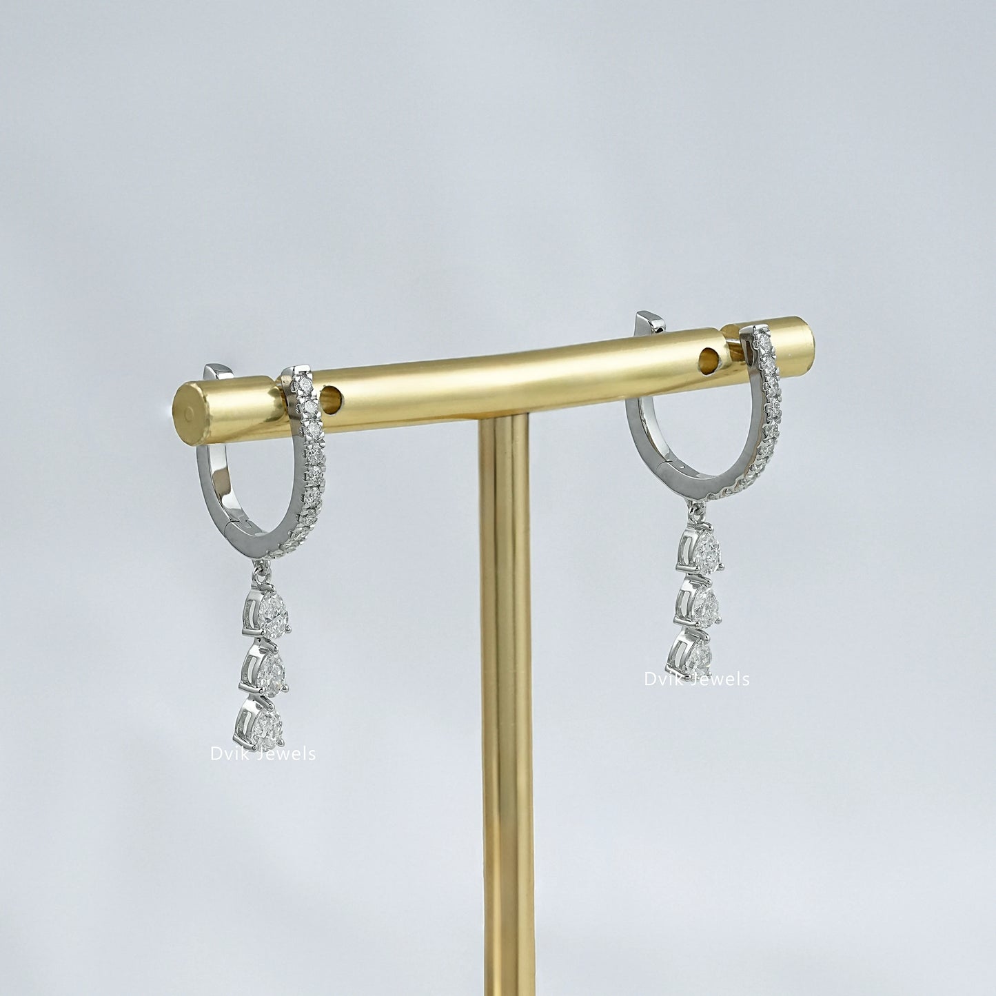 Pear Cut Diamond Drop Hoop Earring