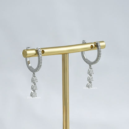 Pear Cut Diamond Drop Hoop Earring