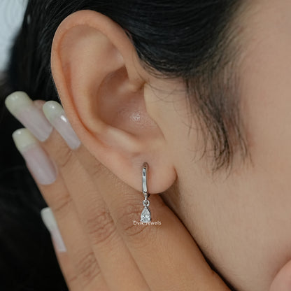 Pear Lab Diamond Dangle Hoop Earrings