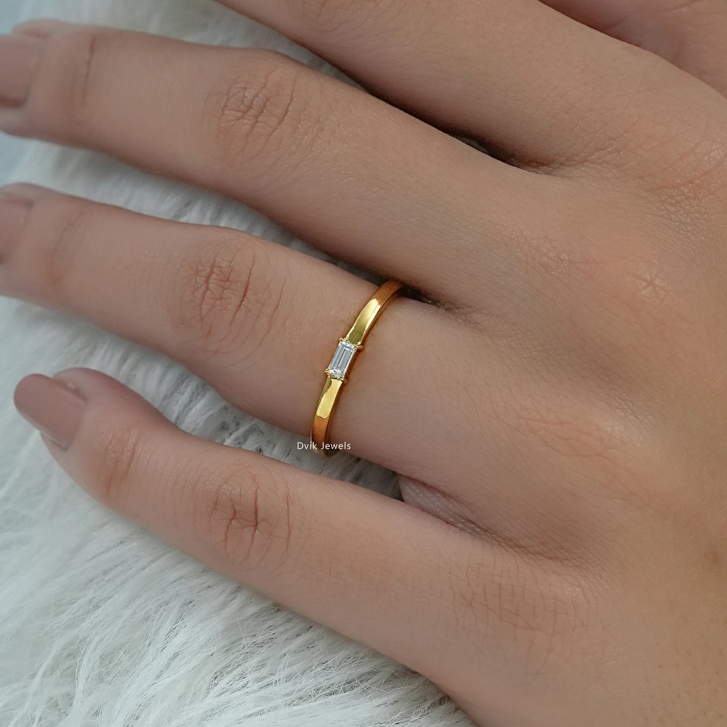 Minimal Baguette Cut Lab Diamond Solitaire Ring