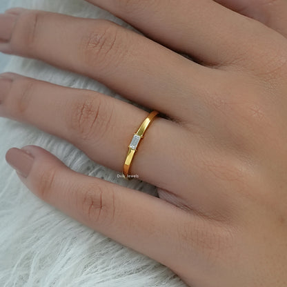 Minimal Baguette Cut Lab Diamond Solitaire Ring