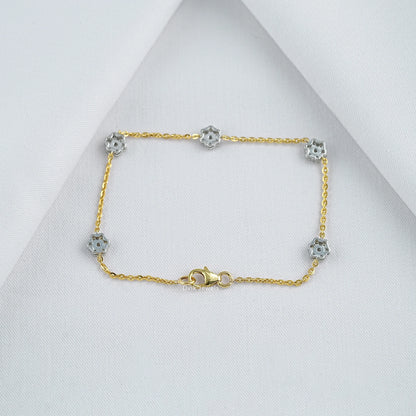 Floral Cluster Lab Diamond Station Chain Bracelet