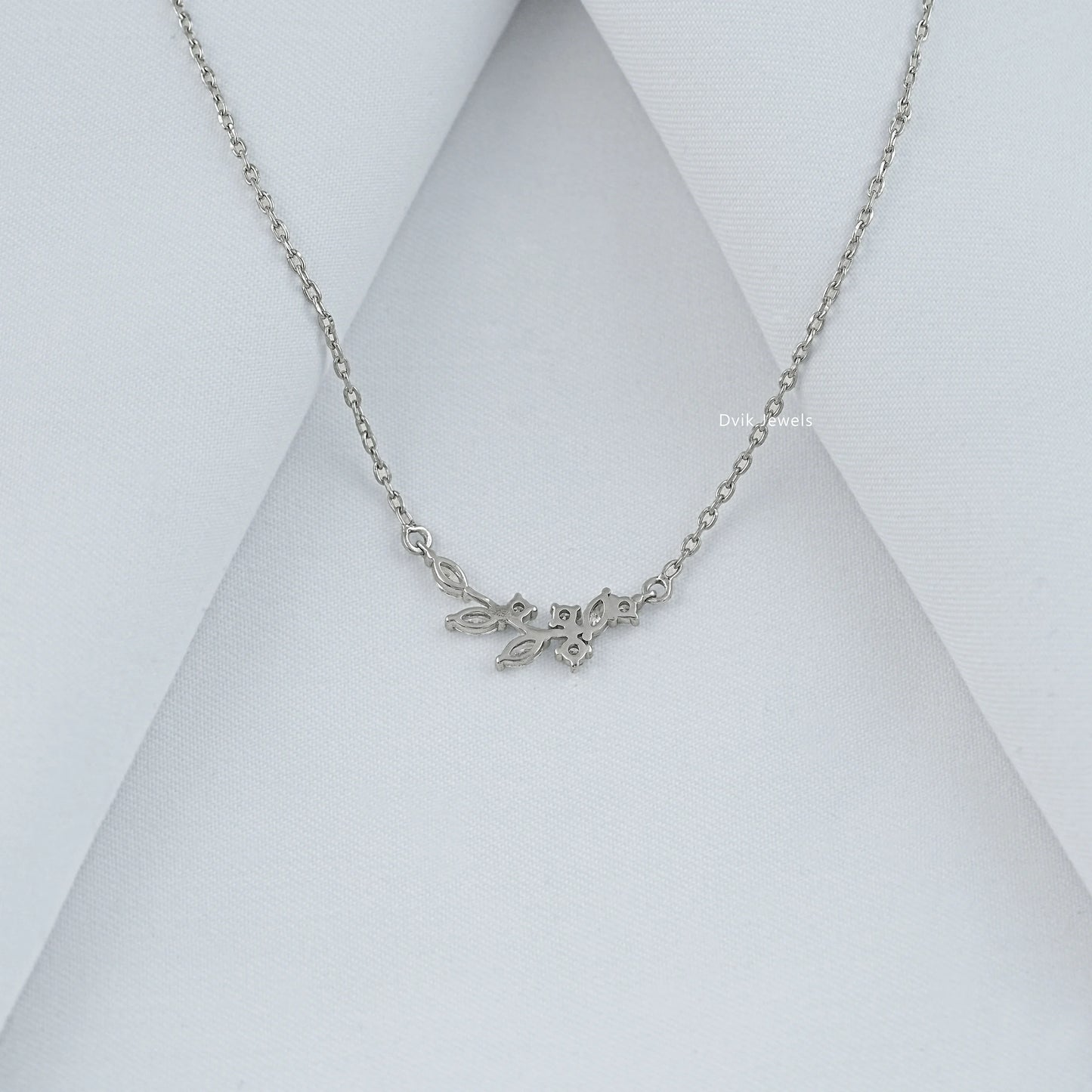 Marquise Cut Minimalist Leaf Diamond Pendant