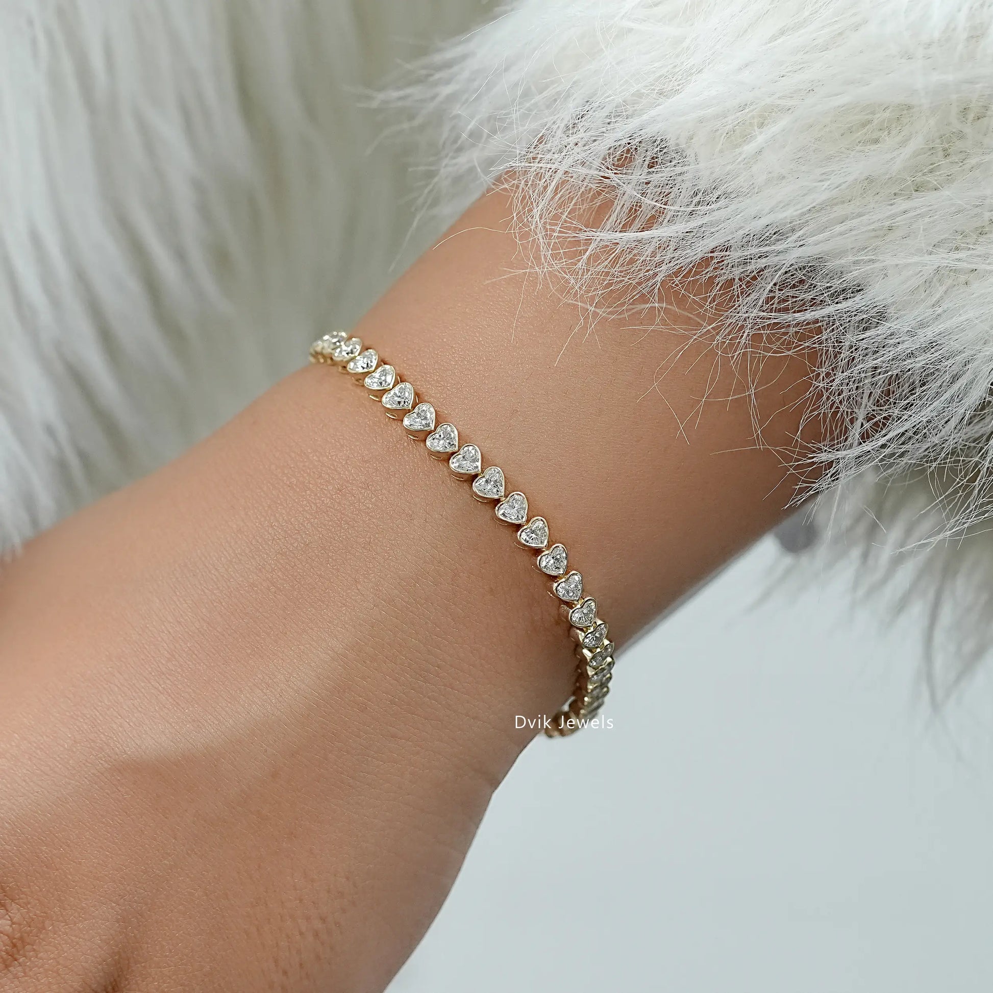 Bezel Set Heart Cut Lab Diamond Tennis Bracelet Bracelet