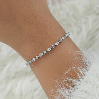 Marquise And Round Cut Lab Diamond Tennis Bracelet Bracelet