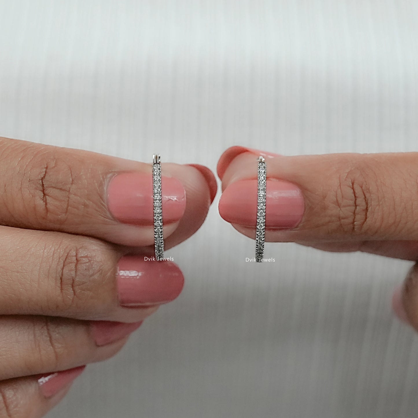 Round Diamond In-Out Dainty Hoop Earrings