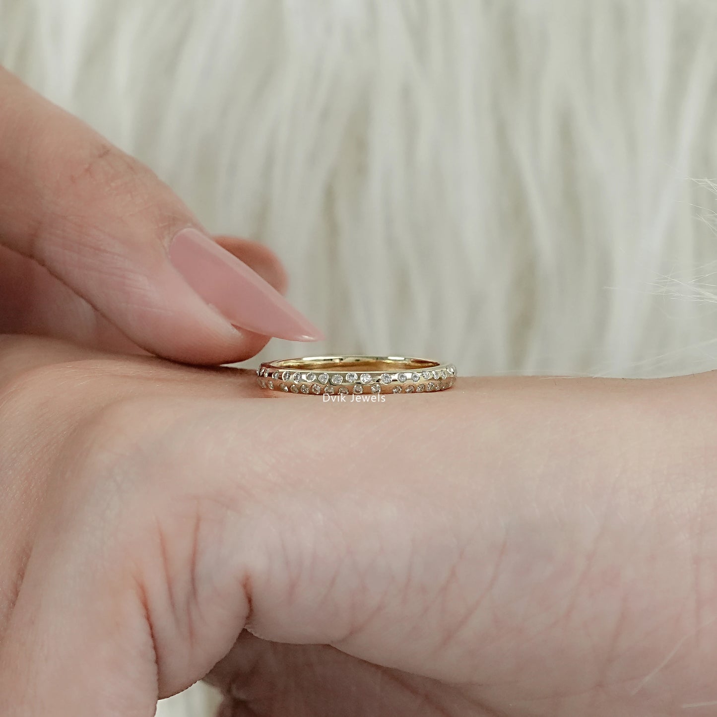 Round Cut Lab Diamond Double Row Eternity Band