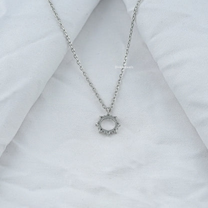 Floral Style Round Diamond Dainty Pendant Pendant