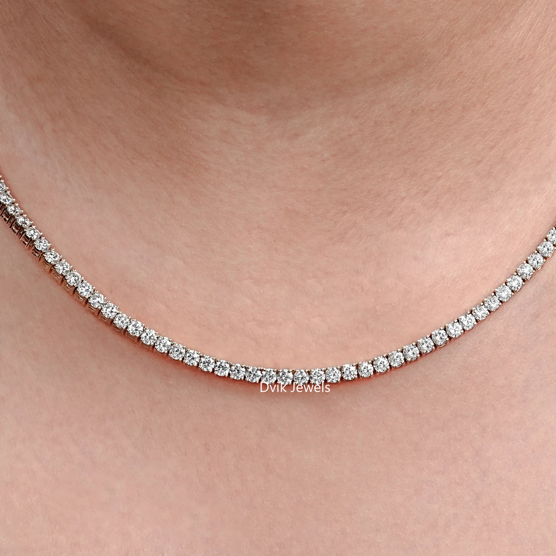 Stunning Round Lab Diamond Tennis Necklace Necklace