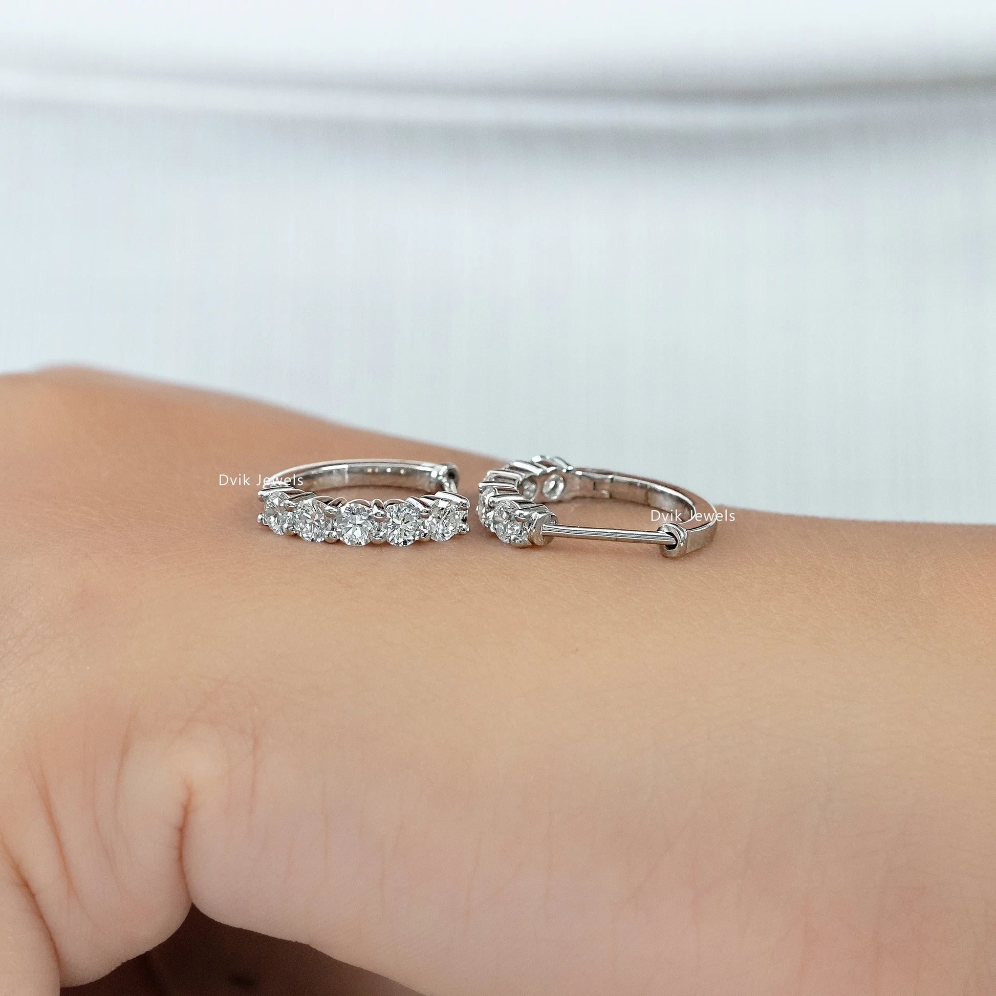 Round Lab Diamond Dainty Hoop Earrings Earrings