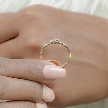 Round Cut Lab Diamond Two Stone Dainty Ring