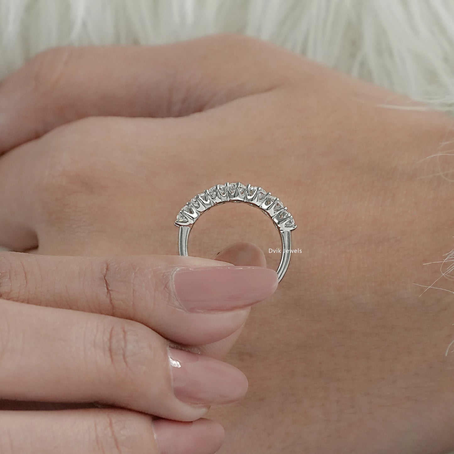 Old Mine Square Cushion Cut Seven Stone Lab Diamond Ring