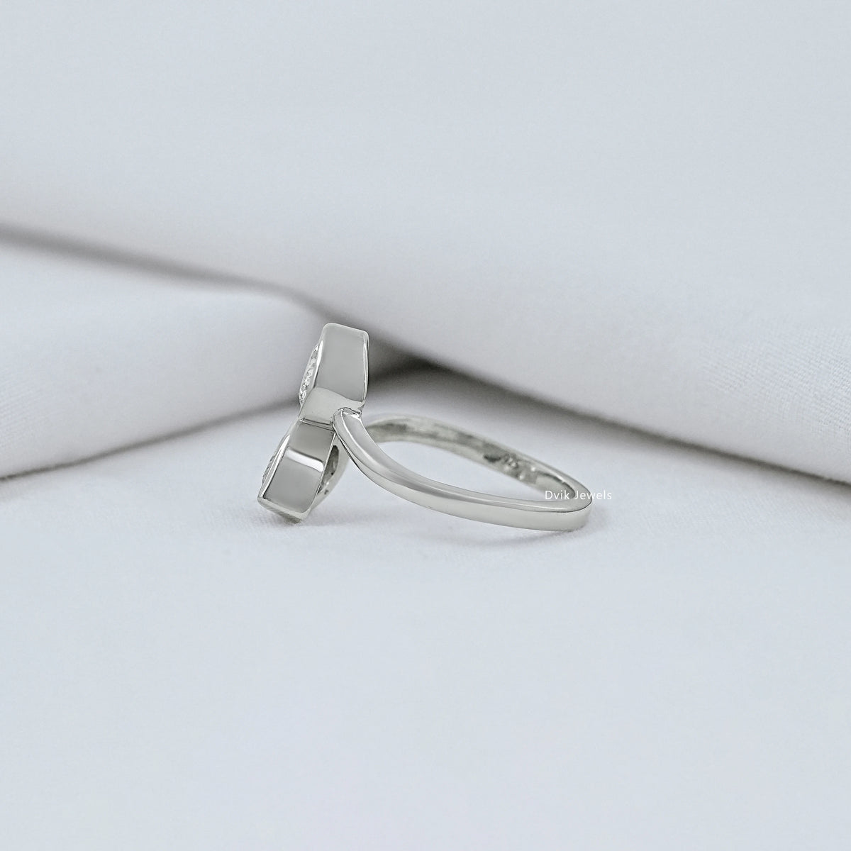 Pear And Oval Diamond Bezel Bypass Ring