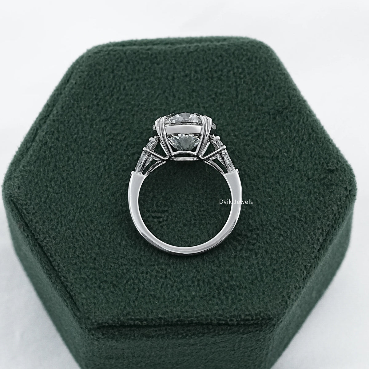 Round And Kite Cut Three Stone Engagement Ring