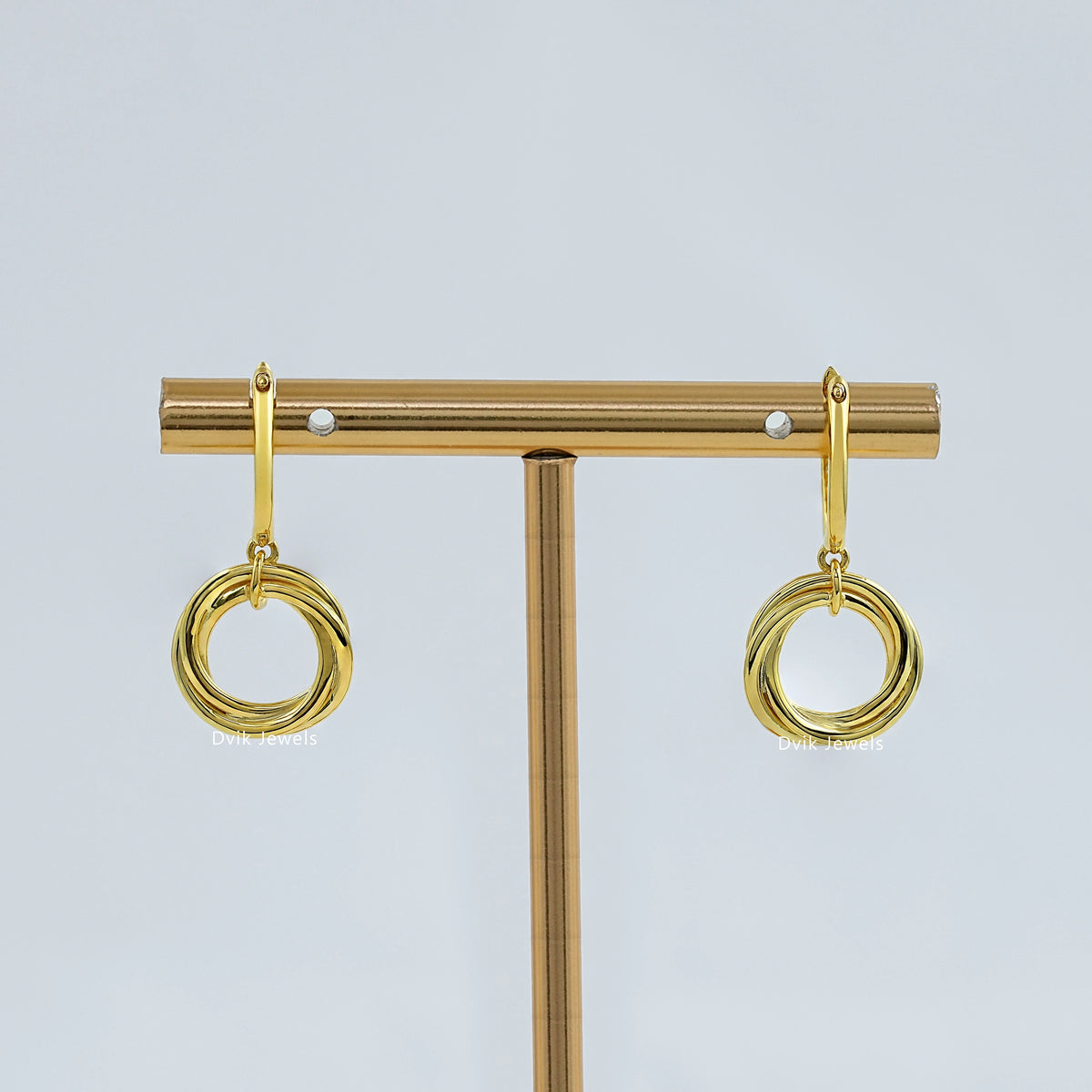 Diamond Interlocking Circle Dangle Hoop Earrings Earrings