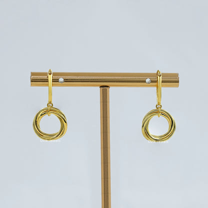 Diamond Interlocking Circle Dangle Hoop Earrings Earrings